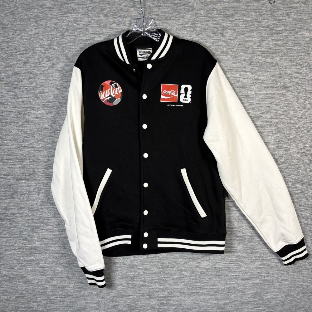 FIFA World Cup 2026 Coca-Cola Varsity Jacket Mens Size MD Official Partner Black